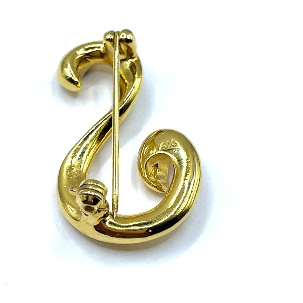 Letter Initial S Cursive Gold Brooch for Women First Name Last Name